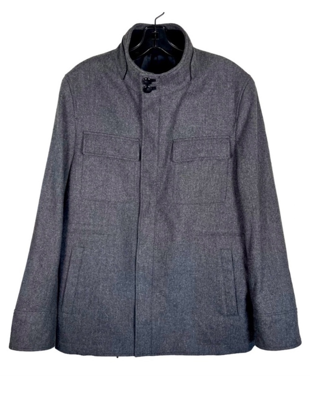 Hart Schaffner Marx 100% Wool Field Military Jacket Gray M NWOT